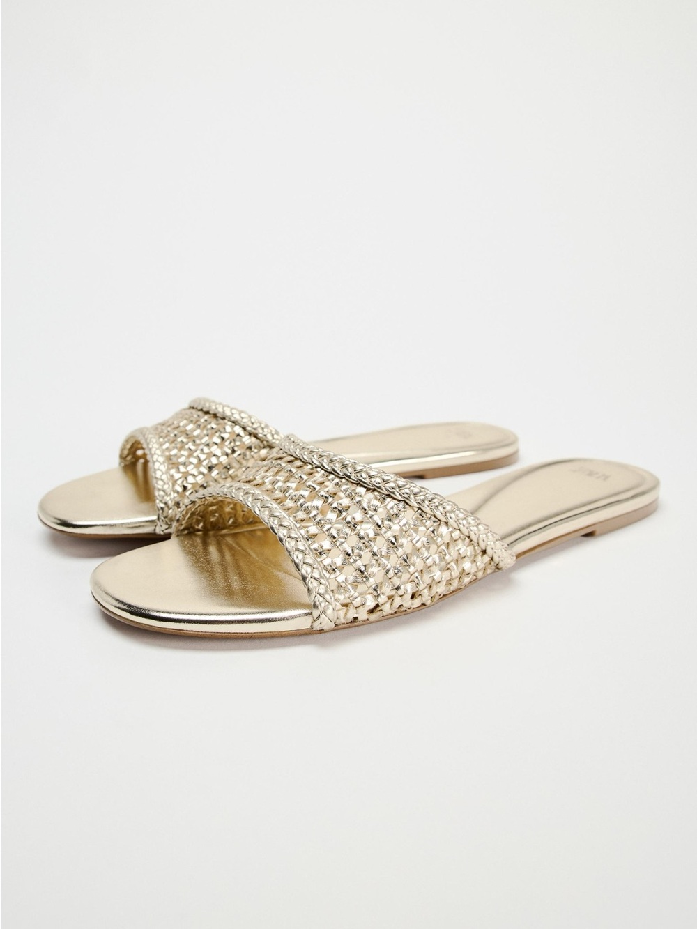Zara | Gold Braided Slide Sandals